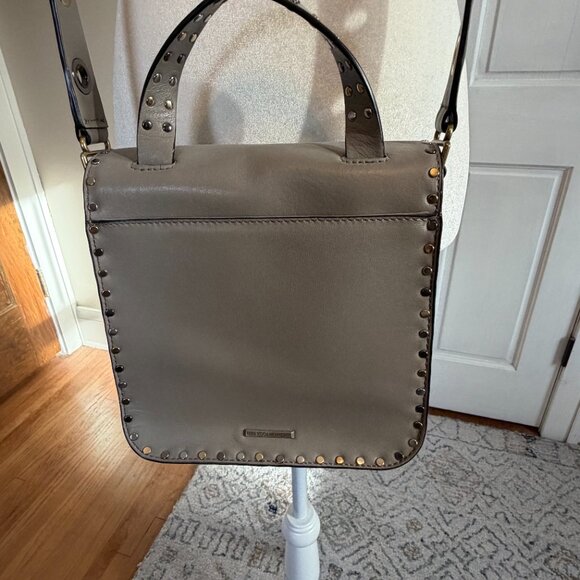 rebecca minkoff | crossbody / shoulder bag in taupe leather with studs - Picture 6 of 7
